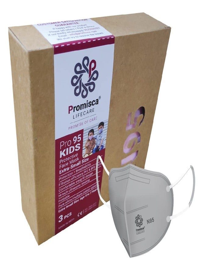 بروميسكا قناع الوجه بروميسكا N95 للبالغين والأطفال، متوفر بأربعة أحجام (صغير جدًا للأطفال (من 4 إلى 7 سنوات)، رمادي). - Image 1